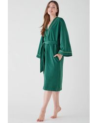 The Night Store - Forest Brushed Cotton Jersey Dressing Gown - Lyst