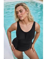 Yours - Ruched Mesh Tummy Control Swimsuit - Lyst