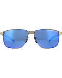 Porsche Design - Rimless Gold And Grey Blue Silver Mirror Sunglasses - Lyst