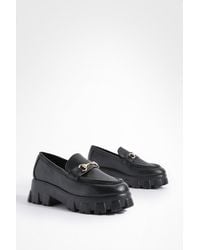 Boohoo - Wide Fit Chunky Cleated Sole T Bar Loafers - Lyst