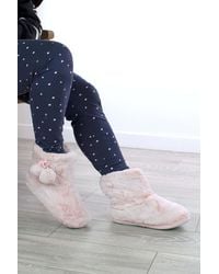 AJVANI - Fluffy Faux Fur Ankle Boots Slippers - Lyst