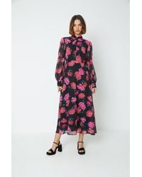 Oasis - Pink Floral Twist Neck Maxi Dress - Lyst