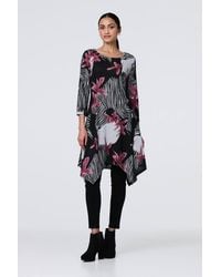 Izabel London - Abstract Print Hanky Hem Knee Length Dress - Lyst