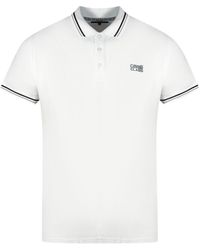 Class Roberto Cavalli - Twinned Tipped Collar Grey Logo White Polo Shirt - Lyst
