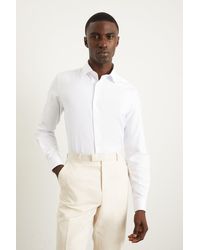 Burton - White Tailored Fit Herringbone Textured Smart Shirt - Lyst