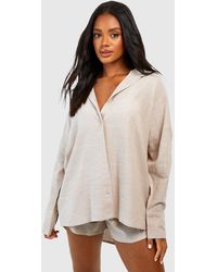 Boohoo - Cotton Tonal Pinstripe Oversized Pyjama Shirt - Lyst