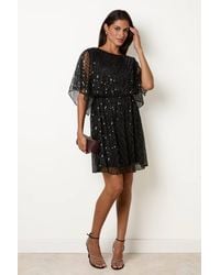 Blue Vanilla - Elasticated Waist Short Sleeve Round Neck Mini Dress - Lyst