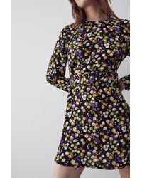 Warehouse - Woven Flippy Mini Dress In Floral Print - Lyst