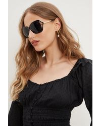 Dorothy Perkins - Black Oversized Cut Out Detail Sunglasses - Lyst