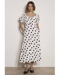 Apricot - Polka Dot Bow Detail Midi Dress - Lyst