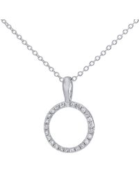 Jewelco London - 9ct White Gold Round 7pts Diamond Circle Pendant Necklace 16 Inch - Dp1axl507w - Lyst