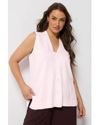 Yours - Knitted Button Front Vest Top - Lyst