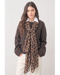 SARTA - Casey Foil Leopard Print Lightweight Scarf - Lyst