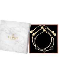 Lipsy - Gold Jet Enamel Heart 2 Pack Toggle Bracelets - Gift Boxed - Lyst
