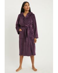 DEBENHAMS - Texture Stripe Fleece Robe - Lyst