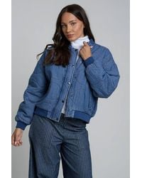 Wednesday's Girl - Diamond Quilted Bomber Denim-Style Jacket - Lyst