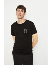 Burton - Slim Fit Black Chest Print T-shirt - Lyst