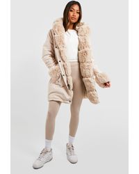 Boohoo - Luxe Faux Fur Trim Collar And Cuff Parka - Lyst