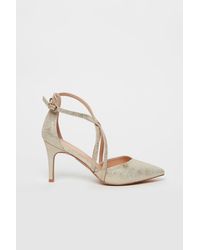 Wallis - Gold Strappy Pointed Heels - Lyst