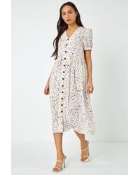 D.u.s.k - Ditsy Spot Print Button Down Dress - Lyst