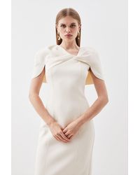 Karen Millen - Petite Scuba Asymmetric Neckline Midi Dress - Lyst
