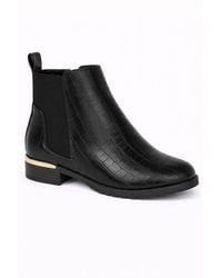 Spot on - Croc-Effect Chelsea Ankle Boot With Elastic Panels & Low Heel - Lyst