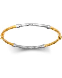 Jewelco London - 9ct 2-colour Gold Half + Half Twisted Collar 3mm Bangle Bracelet - Jbg347 - Lyst