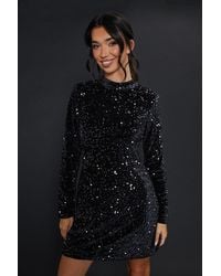 Dorothy Perkins - Velvet Sequin Mini Dress - Lyst
