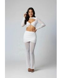 Stylewise - Cut Out Knot Front Mesh & Flared Trouser Co-Ord Set - Lyst