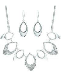 Mood - Silver Crystal Necklace And Earring Jewellery Set - Lyst
