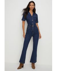 Oasis - Fit And Flare Denim Jumpsuit - Lyst