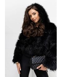 Love Lace - Winter Viscose Hooded Quilted Jacket With Faux Fur - Lyst