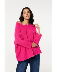 Liquorish - Off-Shoulder Relaxed Knit Jumper - Lyst