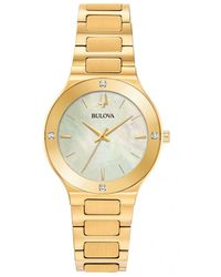 Bulova - Modern Gold Plated Stainless Steel Classic Analogue Watch - 97r102 - Lyst
