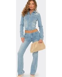 EGO - Flared Pocket Detail Denim Low Rise Jeans - Lyst