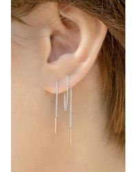 Otis Jaxon London - Two Tone Sterling Chain Threader Earrings - Lyst