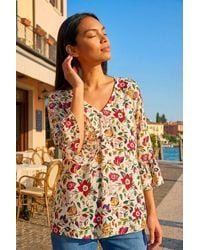 Roman - Floral Print Flare Sleeve Top - Lyst