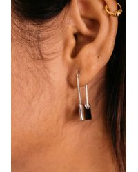 The Colourful Aura - Safety Pin Drop Dangle Hoop Earrings - Lyst