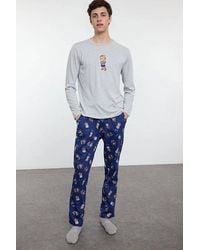 WOVCOR - 2 Piece Teddy Bear Printed Knit Pyjama Set - Lyst