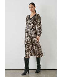 PRINCIPLES - Leopard Print V Neck Jersey Lace Trim Dress - Lyst