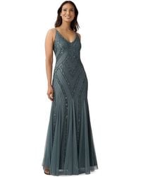 Adrianna Papell - Beaded Tank Gown With Godets - Lyst
