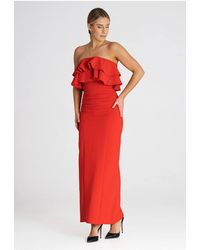 Love Lace - Viscose Sleeveless Elegant Maxi Dress With Ruffles - Lyst