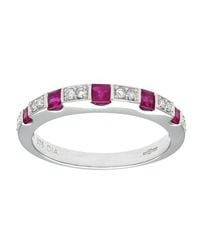 Jewelco London - 9Ct Diamond Square Ruby Spacers Eternity Ring 2Mm - Lyst