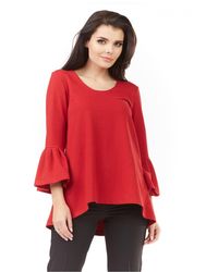 Love Lace - Knitted Long Sleeve Blouse With Ruffles - Lyst