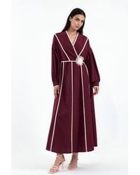Msn-Collection - Belted Striped Maxi Dress - Lyst