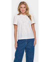 Saint Tropez - Jovitasz High Neck Short Sleeve Blouse - Lyst