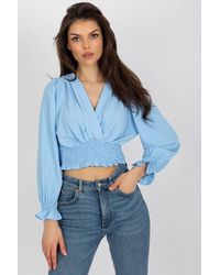 Love Lace - Envelope Neck Long Sleeve Blouse With Elastic - Lyst