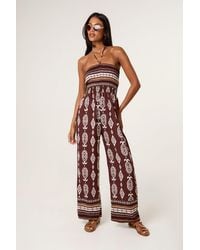 Blue Vanilla - Shirred Waist Sleeveless Off-The Shoulder Jumpsuit - Lyst