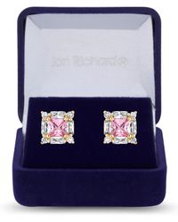Jon Richard - Rose Gold Plated Pink Cubic Zirconia Stud Earrings - Gift Boxed - Lyst