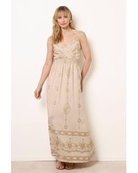 Blue Vanilla - Elasticated Waist Sleeveless Slip On V-Neck Maxi Dress - Lyst